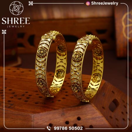 Gold Plated Jadau Kundan patla pair