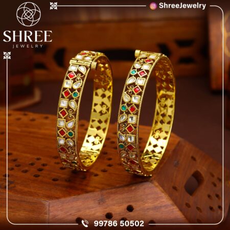 Gold Plated Jadau Kundan patla pair