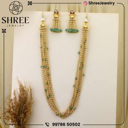 gold Plated semi precious Mali ganthan Mala set
