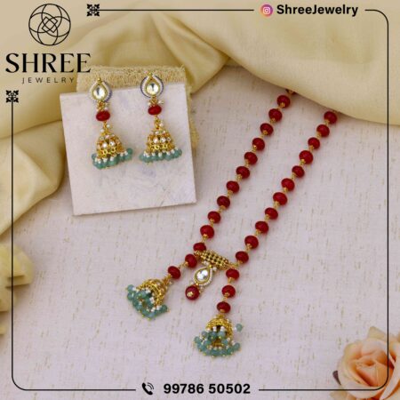 maroon color jadau Kundan necklace set