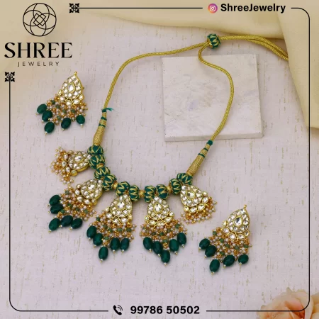 gold Plated jadau necklace set
