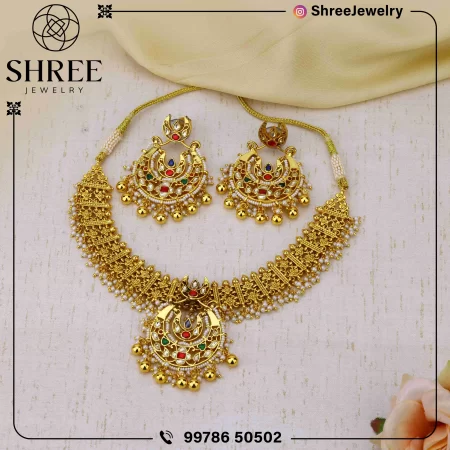 gold Plated multi jadau Kundan necklace set