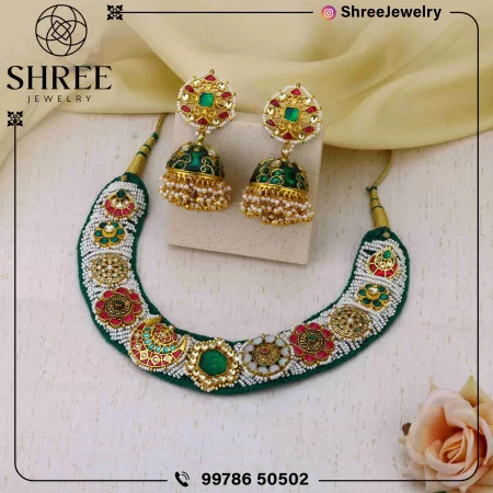 gold Plated multi fusion jadau Kundan necklace set