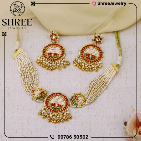 gold Plated multi jadau Kundan necklace set