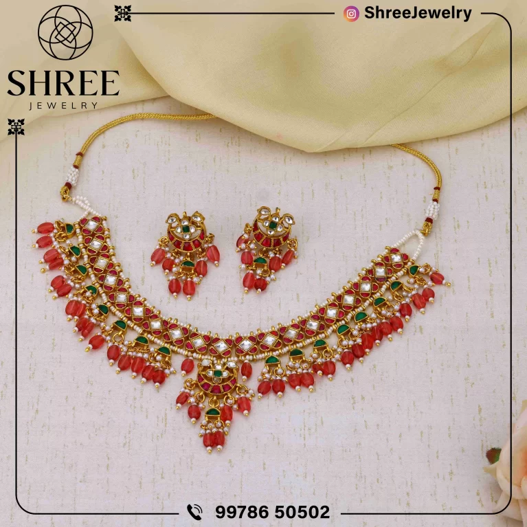 gold Plated multi jadau Kundan necklace set