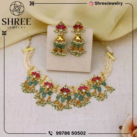gold Plated multi jadau Kundan necklace set