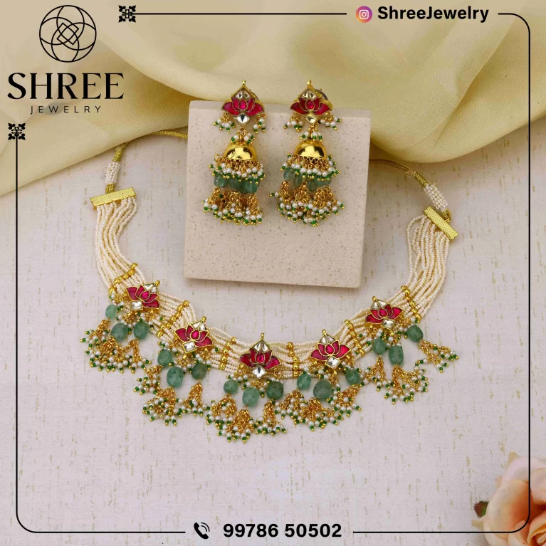 gold Plated multi jadau Kundan necklace set