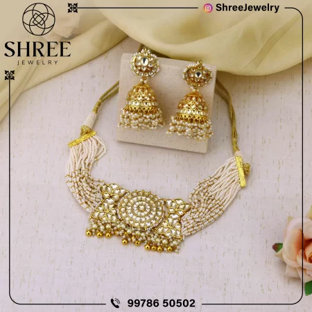 gold Plated jadau Kundan necklace set