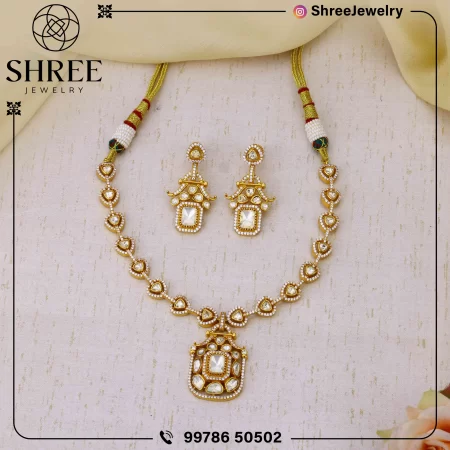 gold Plated moissanite necklace set