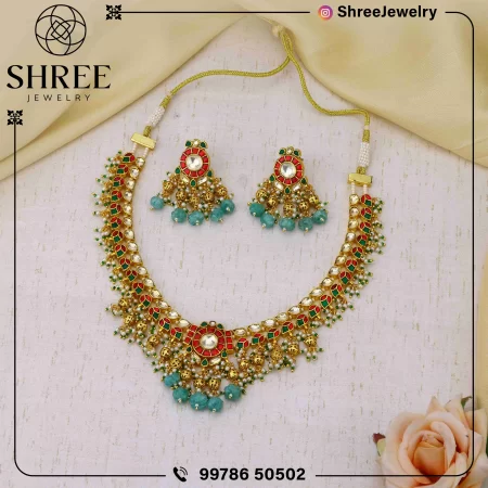 gold Plated multi jadau Kundan necklace set