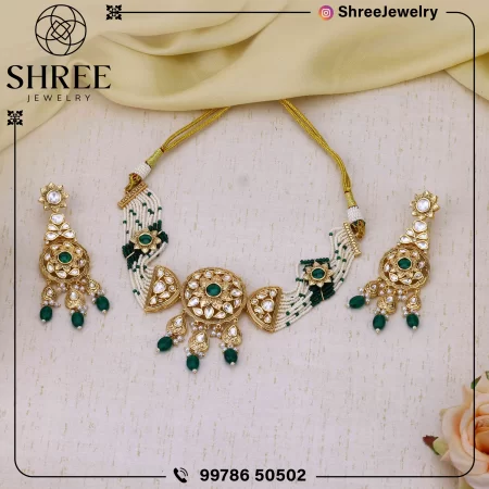 gold Plated antique jadau Kundan chocker set