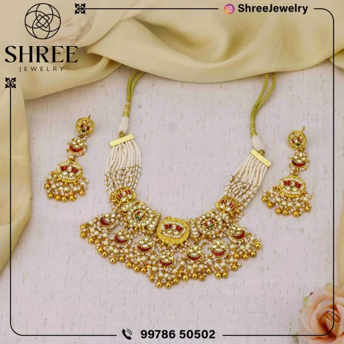 gold Plated multi jadau Kundan necklace set