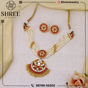gold Plated jadau Kundan necklace set