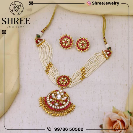 gold Plated jadau Kundan necklace set