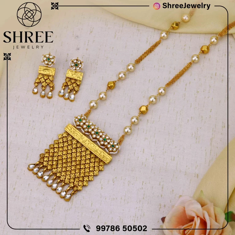 gold Plated antique jadau Kundan necklace set